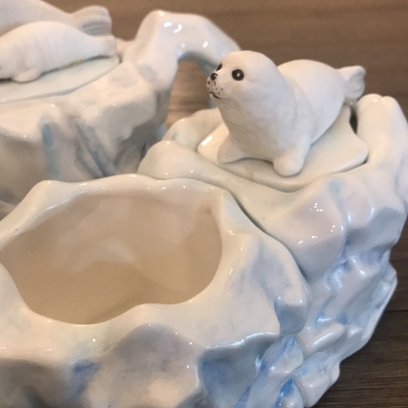 Rare OCI Omnibus Fitz & Floyd seal mother and pup on ice tea set pot sugar cream - Picture 3 of 16